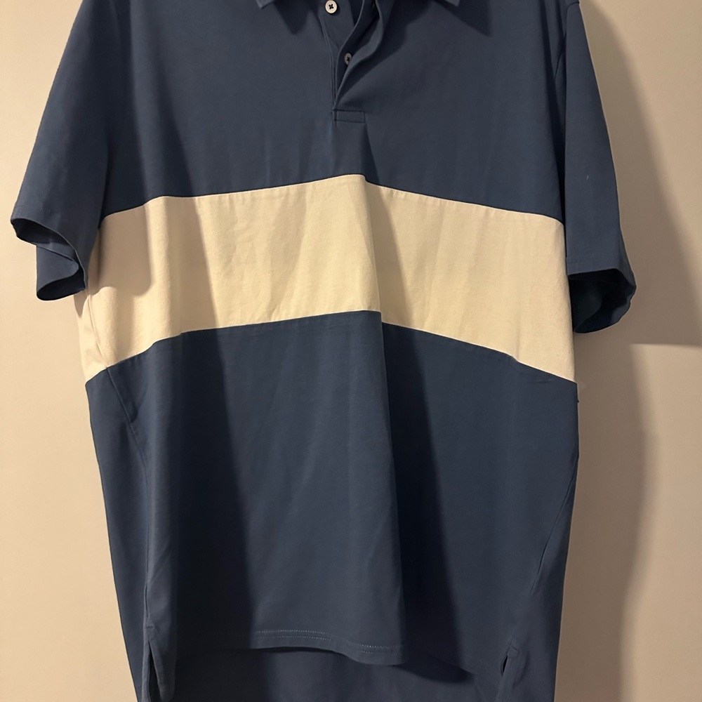 Men's Blue and White Polo Shirt